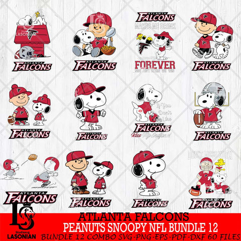 Atlanta Falcons Peanuts Snoopy Player NFL Bundle 12 SVG DXF EPS PNG FILE,Snoopy File Cut, bundle nfl Digital Download,Instant Download, Silhouette