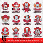 Atlanta Falcons Pennywise Horror NFL Bundle 12 SVG Eps Dxf Png File, NFL svg, Digital Download, Instant Download