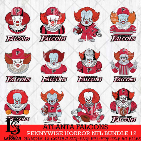 Atlanta Falcons Pennywise Horror NFL Bundle 12 SVG Eps Dxf Png File, NFL svg, Digital Download, Instant Download