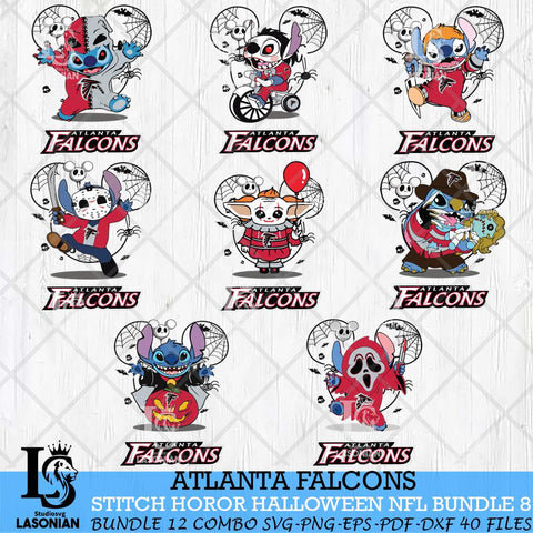 Atlanta Falcons Stitch Horror Halloween Bundle 8 Svg Eps Dxf Png File, Digital Download, Instant Download