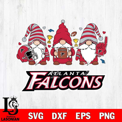 Atlanta Falcons Three Gnome File Cut, NFL SVG, Digital Download , CHRISTMAS Criucut , Silhouette