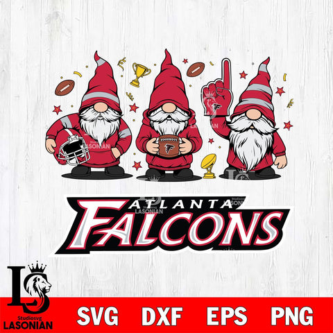 Atlanta Falcons Three Gnome FAN File Cut, NFL SVG, Digital Download , CHRISTMAS Criucut , Silhouette
