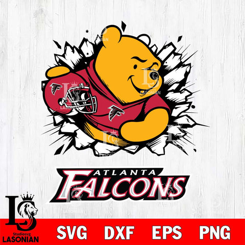 Atlanta Falcons Winnie The Pooh NFL Cricut, NFL SVG DXF EPS PNG FILE, Digital Download,Instant Download, Silhouette