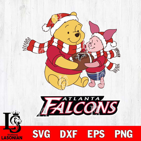 Atlanta Falcons Winnie the Pooh & Piglet Football Cricut,Christmas SVG DXF EPS PNG FILE, Digital Download,Instant Download, Silhouette
