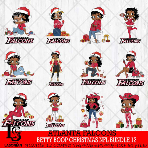 Atlanta Falcons  Betty Boop Christmas NFL Bundle File Cut, NFL SVG DXF EPS PNG PDF File, Digital Download , Criucut , Silhouette