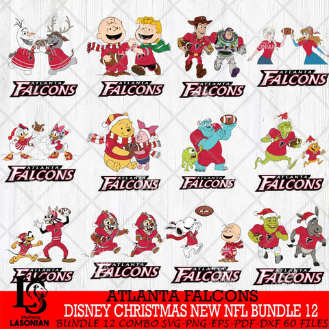 Atlanta Falcons  Disney Christmas New NFL Bundle 12 Cricut,Christmas SVG DXF EPS PNG FILE, NFL Digital Download,Instant Download, Silhouette