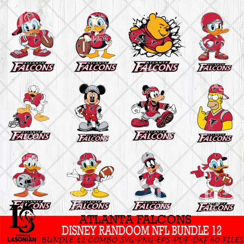 Atlanta Falcons  Disney Ramdoom NFL Bundle 12 Cricut,Bundle NFL SVG DXF EPS PNG FILE, Digital Download,Instant Download, Silhouette