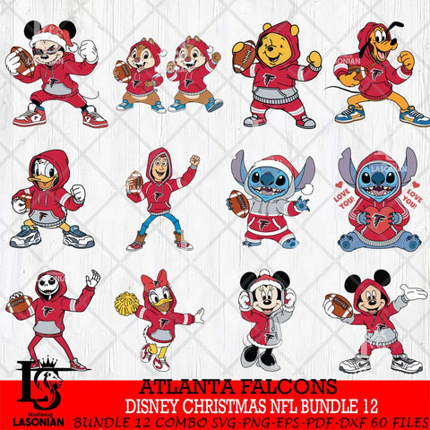 Atlanta Falcons  Disney christmas NFL Bundle File Cut,Bundle NFL SVG DXF EPS PNG FILE, Digital Download , Criucut , Silhouette