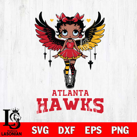 Atlanta Hawks Anglel Black Fan Girl Betty Boop