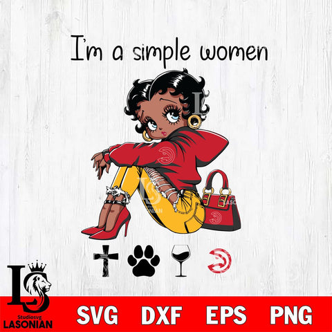 Atlanta Hawks Betty Boop Black Fan I Am Simple Women Svg Eps Dxf Png File, Digital Download