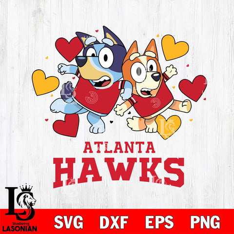 Atlanta Hawks Bluey & Bingo 10 Svg Eps Dxf Png File, NBA svg, Digital Download, Instant Download