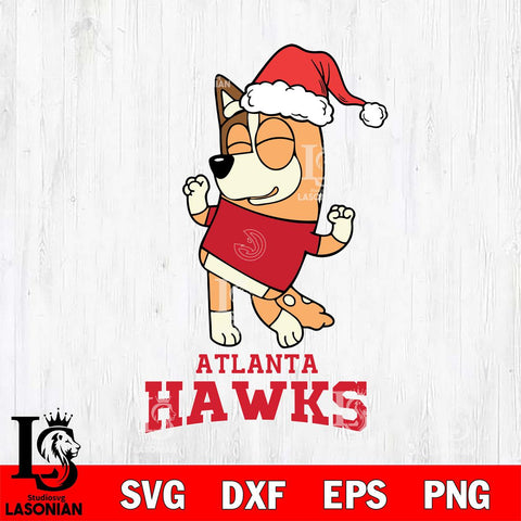 Atlanta Hawks Bluey Chilli Happy Christmas Svg Eps Dxf Png File, Digital Download