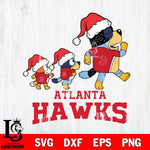 Atlanta Hawks Bluey Family Christmas Svg Eps Dxf Png File, Digital Download