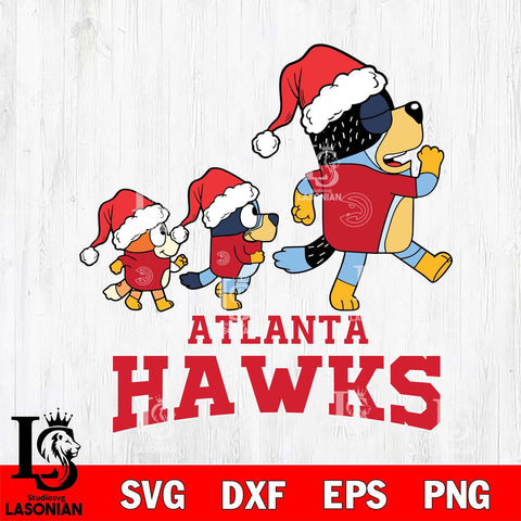 Atlanta Hawks Bluey Family Christmas Svg Eps Dxf Png File, Digital Download