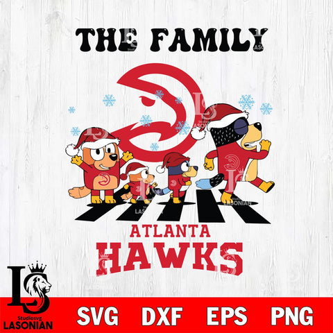 Atlanta Hawks Family Bluey Christmas Svg Eps Dxf Png File, Digital Download