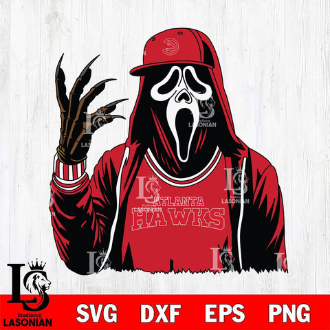 Atlanta Hawks Ghostface Horror basketball SVG DXF EPS PNG FILE, NBA File Cut,Halloween Digital Download,Instant Download, Silhouette