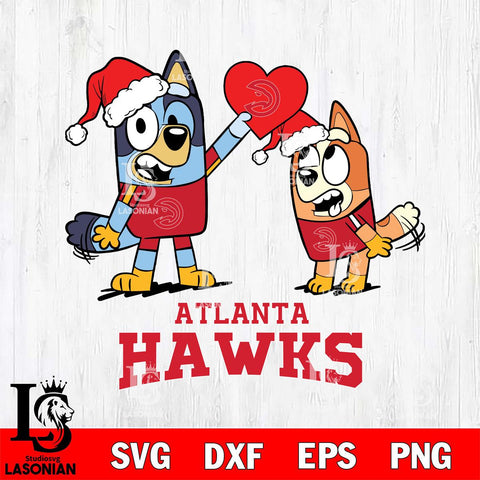 Atlanta Hawks Love Bluey Christmas Svg Eps Dxf Png File, Digital Download