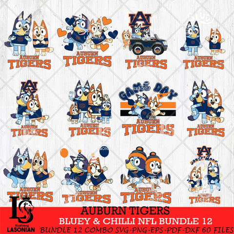Auburn Tigers Bluey & Bingo Bundle 12 SVG Svg Eps Dxf Png File, Bundle NCAA svg, Digital Download, Instant Download