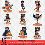 Auburn Tigers Black Fan Girl Betty Boop Bundle 9, Svg Eps Dxf Png File, Digital Download