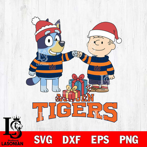 Auburn Tigers Bluey With Charlie Brown Christmas File Cut, NCAA SVG DXF EPS PNG FILE, Digital Download,Instant Download, Silhouette