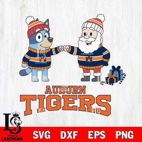Auburn Tigers Bluey With Satan Christmas File Cut, NCAA SVG DXF EPS PNG FILE, Digital Download,Instant Download, Silhouette