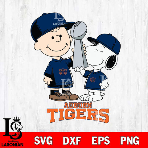 Auburn Tigers Charlie Brown and Snoopy Champions Svg Eps Dxf Png File, NCAA svg , Digital Download , Instant Download, Cricut File