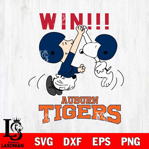 Auburn Tigers Charlie Brown and Snoopy Win Svg Eps Dxf Png File, NCAA svg , Digital Download , Instant Download, Cricut File