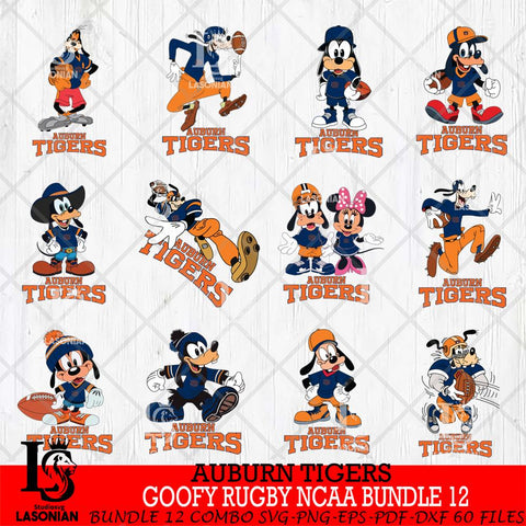 Auburn Tigers Goofy Rugby Disney NCAA Bundle 12 SVG DXF EPS PNG FILE,NCAA bundle svg ,Football Digital Download,Instant Download, Silhouette
