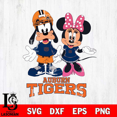 Auburn Tigers Goofy and Minnie mouse Football SVG DXF EPS PNG FILE,NCAA svg ,Football Digital Download,Instant Download, Silhouette
