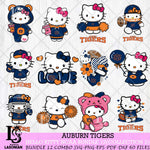 Auburn Tigers Hello Kitty Bundle 12 SVG Svg Eps Dxf Png File, Digital Download, Instant Download