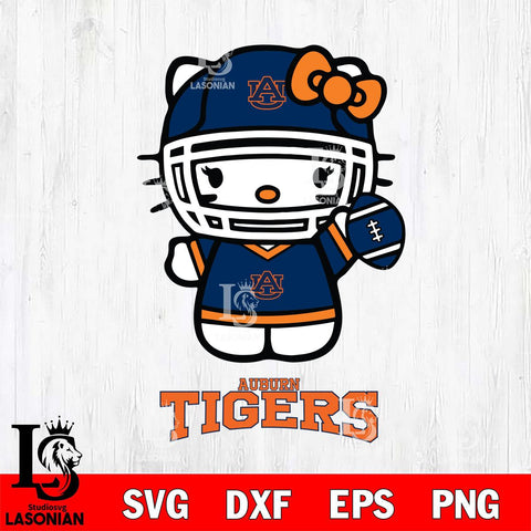 Auburn Tigers Hello Kitty NCAA 1 Svg Eps Dxf Png File, Digital Download, Instant Download