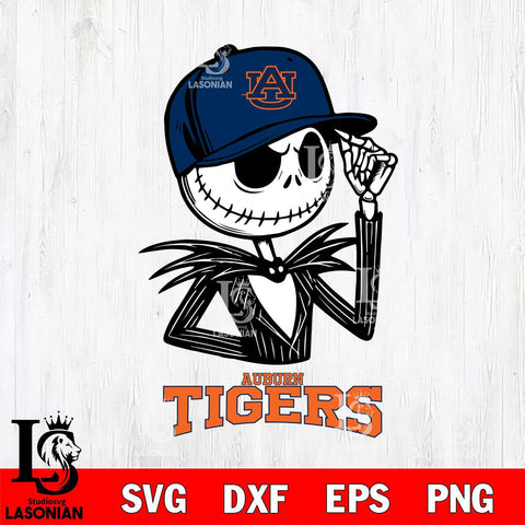 Auburn Tigers Jack Skellington 3 Halloween Svg Eps Dxf Png File, NCAA svg, Digital Download, Instant Download