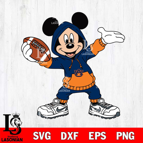 Auburn Tigers Mickey Disney Football Christmas File Cut, NCAA SVG DXF EPS PNG FILE, Digital Download , Criucut , Silhouette