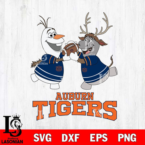 Auburn Tigers Olaf & Sven Football Cricut,Christmas SVG DXF EPS PNG FILE, NCAA Digital Download,Instant Download, Silhouette