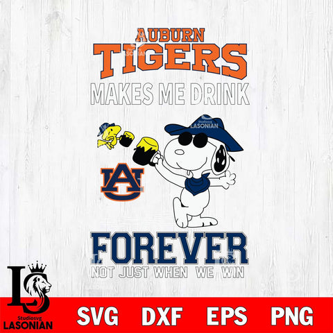 Auburn Tigers Snoopy makes me drink forever SVG DXF EPS PNG FILE,Snoopy File Cut, NCAA Digital Download,Instant Download,Christmas Silhouette