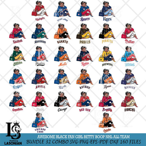 Awesome Black Fan Girl Betty Boop NHL, Svg Eps Dxf Png File, Digital Download