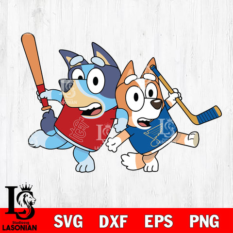 BLUEY ST. LOUIS CARDINALS & St. Louis Blues svg eps dxf png file, Digital Download, Instant Download