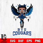 BYU Cougars Anglel Black Fan Girl Betty Boop, Svg Eps Dxf Png File, Digital Download
