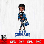 BYU Cougars Beautiful Black Fan Girl, Svg Eps Dxf Png File, Digital Download