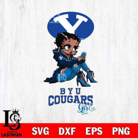 BYU Cougars Beauty Black Fan Girl Football, Svg Eps Dxf Png File, Digital Download