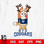 BYU Cougars Bluey Chilli Christmas Deer Svg Eps Dxf Png File, Digital Download