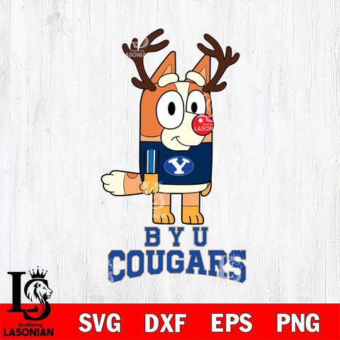 BYU Cougars Bluey Chilli Christmas Deer Svg Eps Dxf Png File, Digital Download