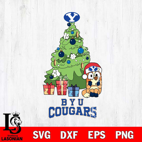 BYU Cougars Bluey Chilli Christmas Tree Svg Eps Dxf Png File, Digital Download
