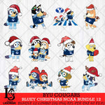 BYU Cougars Bluey Christmas NCAA Bundle 12 SVG Eps Dxf Png File, Digital Download, Instant Download