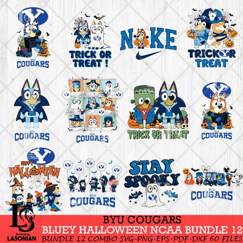 BYU Cougars Bluey Halloween NCAA 12 SVG Eps Dxf Png File, Bundle NCAA svg, Digital Download, Instant Download