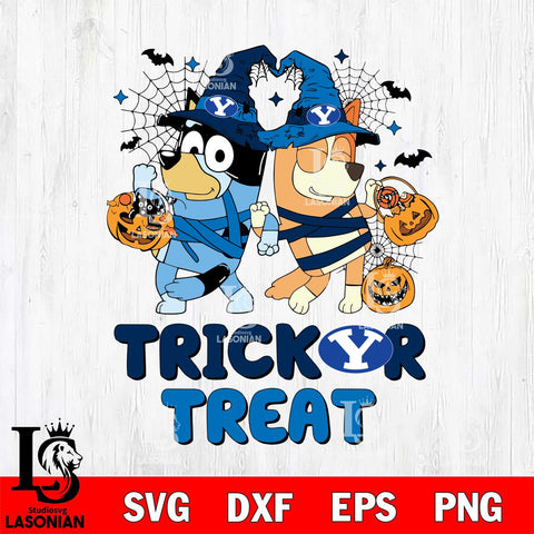 BYU Cougars Bluey Trick or Treat Halloween 2 Svg Eps Dxf Png File, Digital Download, Instant Download