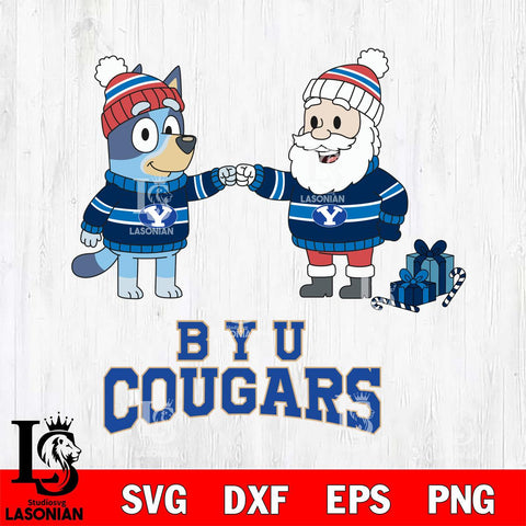 BYU Cougars Bluey With Satan Christmas File Cut, NCAA SVG DXF EPS PNG FILE, Digital Download,Instant Download, Silhouette