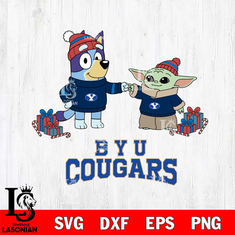 BYU Cougars Bluey With Yoda Christmas File Cut, NCAA SVG DXF EPS PNG FILE, Digital Download,Instant Download, Silhouette