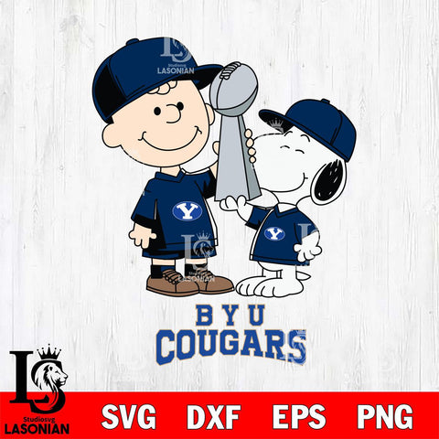 BYU Cougars Charlie Brown and Snoopy Champions Svg Eps Dxf Png File, NCAA svg , Digital Download , Instant Download, Cricut File