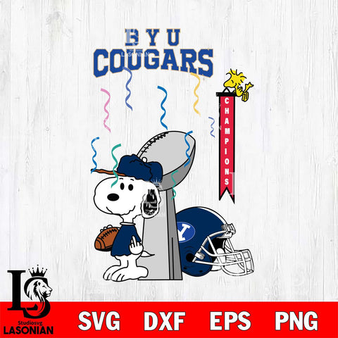 BYU Cougars Charlie Brown and Snoopy Super Bowl Svg Eps Dxf Png File, NCAA svg , Digital Download , Instant Download, Cricut File